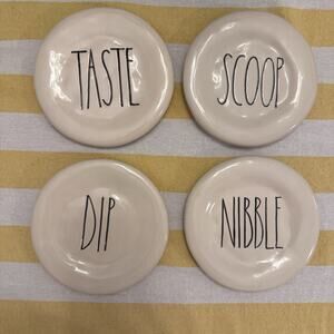 Rae Dunn Round Appetizer Dessert‎ Plates 6" Artisan Magenta Set Of 4 White Decor